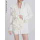 SHENGPALAE Three-d Flower Spliced Blazers For Women Niche Design Solid Color Versatile Suit Jacket