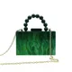 New Pearlescent Handbag Luxury Famous Brands Green Clutch Bag Beaded Handle Acrylic Evening Bags