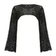 Women Y2k Crochet Knit Hollow Out Crop Top Long Flared Sleeve Shrug Sweater Mesh Cover Ups Cardigan