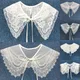 Women Lace Embroidered Doll Fake Collar Removable Shawl Ladies Bow Sweater Necks Decor Clothes