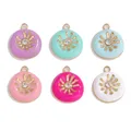 3pcs Stainless Steel Enamel Solar Launch Crystal Medal Lovely Charms for DIY Earrings Necklace