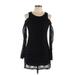 Ultra Flirt Casual Dress - Party Cold Shoulder Long sleeves: Black Solid Dresses - Women's Size Large