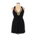 rue21 Casual Dress - A-Line V-Neck Sleeveless: Black Solid Dresses - Women's Size Large