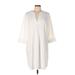 Zara Casual Dress - Shift V-Neck 3/4 sleeves: Ivory Color Block Dresses - Women's Size Large