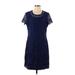 Isaac Mizrahi LIVE! Casual Dress - Mini Crew Neck Short sleeves: Blue Solid Dresses - Women's Size Small