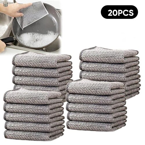 Chiffons multi-usages pour laver la vaisselle 10/20/50pcs pour humide et sec 2025 nouveau chiffon à vaisselle en fil multifonctionnel non rayant nettoie et lave pour vaisselle plaques de cuisson