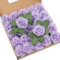 25 pièces de roses rouges fleurs artificielles roses rouge foncé en mousse au toucher réel fausses roses en vrac avec tige bricolage fleurs artisanales pour mariage bouquets de mariée pièce maîtresse