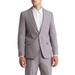 Grey Solid Two Button Notch Lapel Stretch Chambray Suit Jacket