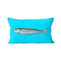 Coussin imprimé déco poisson velours bleu