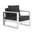 Fauteuil en aluminium blanc avec coussins couleur noire