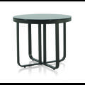 Table ronde aluminium marron et verre trempé noir diamètre 90 cm