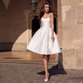 Vintage 1950er Kleines weißes Kleid Knielanges Kleid Braut Trägerlos Einfarbig A-Linie Damen Maskerade Hochzeit Brautparty Junggesellinnenabschiedsparty Erwachsene Kleid Abschlussballkleider