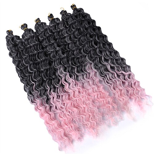 Lateinamerikanisches Häkelhaar, 14 Zoll, 18 Zoll, 22 Zoll, 6 Stück/Packung, Hawaii-Locken, tiefe Welle, Häkelhaar, Ozeanwelle, synthetisches Haargeflecht, Häkelhaarverlängerungen Image