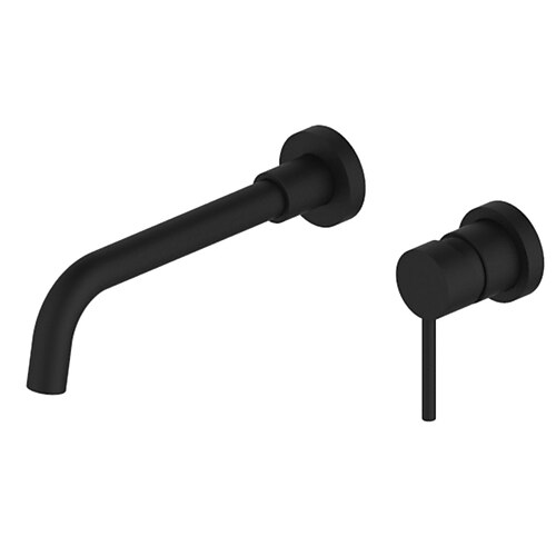 mattes schwarzes Waschbecken Wasserhahn Messing Wandinstallation Waschbecken Wasserhahn Kalt- und Warmwasser-Mischbatterie zeitgenössisch Image