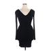 Fashion Nova Casual Dress - Bodycon V-Neck Long sleeves: Black Solid Dresses - New - Women's Size X-Large