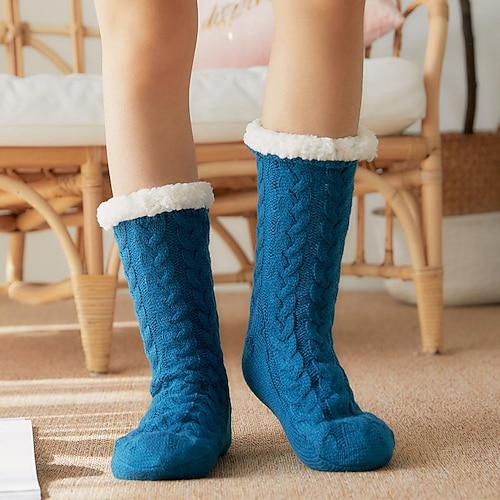 Damen Haussocken mit Gripper super weich warm kuschelig flauschig mit Fleece gefütterte Socken Strümpfe Herbst Winter Damen Bodensocken Image