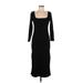 Old Navy Casual Dress - Sheath Square 3/4 sleeves: Black Solid Dresses - Women's Size Medium Petite