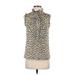 J.Crew Sleeveless Silk Top Ivory Leopard Print Tie Neck Tops - Women's Size 0