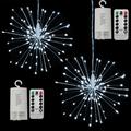 Outdoor Waterproof Firework Lights 180 LED Starburst Copper Wire Twinkle Lights 8 Modes Fairy Lights with Remote Hanging Lights for Party Wedding Patio Bedroom Garden Decoration