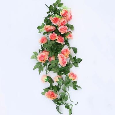 Enhance Your Wall Décor with the Delicate Beauty of a 19-Head Artificial Rose Vine - Perfect for Adding a Touch of Romance and Elegance to Any Room or Event