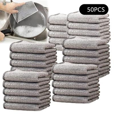 10/20/50pcs Multipurpose Wire Dishwashing Rags for Wet and Dry 2024 New Multifunctional Non-scratch Wire Dishcloth,Scrubs and Cleans for Dishes, Stove Tops, Easy Rinsing, Machine Washable