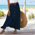 Women's Skirt Long Skirt Linen Skirts Straight Maxi Skirts Split Solid Colored Office / Career Causal Autumn / Fall Faux Linen Gold Velvet Fashion coastalgrandmastyle Summer Black White Navy Blue