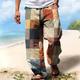 Men's Hawaiian Plaid Pants Vacation 3D Print Side Pockets Elastic Drawstring Design Pants Trousers Straight-Leg Trousers Outdoor Hawaiian Holiday Polyester Yellow S M L Medium Waist