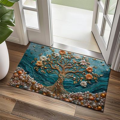 Purple Sparkling Tree of Life Doormat Floor Mats Washable Rugs Kitchen Mat Non-Slip Oil Proof Rug Indoor Outdoor Mat Bedroom Decor Bathroom Mat Entrance Rug