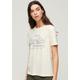 Print-Shirt SUPERDRY "METALLIC VL RELAXED T SHIRT" Gr. L, beige (cream slub) Damen Shirts Jersey