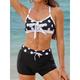 Women's Bikini 2 Piece Swimsuit Black White Polka Dot Bikini Open Back Sexy Bathing Suits Swimwear Tropical Beach Wear Bathing Suits