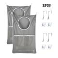 2-Piece Hanging Laundry Basket Bag With Adjustable Stainless Steel Door Hook The Best Choice For Storing Dirty Clothes And Saving Space