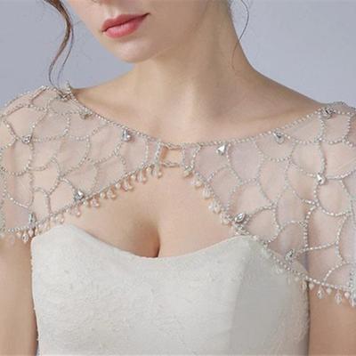 Shawls Women's Wrap Bridal's Wraps Elegant Bridal Sleeveless Tulle Wedding Wraps With Rhinestone For Wedding Spring Summer