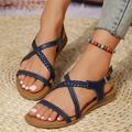 Women's Sandals Flats Lace Up Sandals Strappy Sandals Gladiator Sandals Roman Sandals Outdoor Work Daily Flat Heel Bohemia Vacation Faux Leather Buckle Blue Gold Brown
