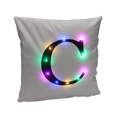 LED Cushion Cover Light Up Pillow Cover English Letter Battery Operated Pillow Cushion Cover Home Sofa Pillowcase Living Room Decoration 45x45cm 17.7x17.7inch