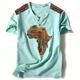 Independence Day Map Of Africa Mens Graphic Shirt Tribal Prints Designer Classic Casual 3D Tee Henley Vintage Outdoor Daily Vacation Light Brown Blue African Cotton