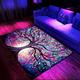 Blacklight Rug UV Reactive Glow in the Dark Area Rug Kitchen Mat Non-Slip Oil Proof Tree of Life Boho Floor Mat Livingroom Rug Indoor Outdoor Mat Bedroom Decor Bathroom Mat Entrance Rug Door Mat