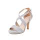 Women's Heels Sandals Gladiator Sandals Roman Sandals Sparkling Shoes Party Club Stiletto Open Toe Elegant Vacation Minimalism Sparkling Glitter Cross Strap Silver Black Gold