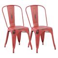 MYXIO Metal Dining Chairs Set of 2 17.3 Inch Seat Height Stackable Chairs Classic Patio Chairs Indoor Outdoor Side Chairs Kitchen Metal Chairs for Bistro Cafe Restaurant Red