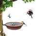 Bird Feeder Tree Mounted with Heavy Duty Sturdy Steel Deep Brick Red Bird Bath Tray Installed on Wooden Fences Trees Deck Indoor and Outdoor Walls