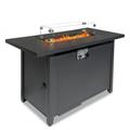 Gas Fire Pit Table 50 000 BTU Steel Gas FirePit with Steel Lid Volcanic Stone Square Outdoor Table for Outdoor Outside Patio Deck and Garden