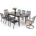 & William Patio Dining Set for 6 Outdoor Furniture Set 7 Pieces 4 x Metal Dining Chairs 2 Swivel Chairs with 1 Rectangular Metal Dining Table Outdoor Patio Set for Outdoor Lawn Gard