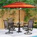 6 Pieces Outdoor Dining Set with Umbrella Patio Furniture Set with 4 Sling Dining Swivel Chairs 1 x 37 Wood-Like Table and 1 x 10ft 3 Tiers Umbrella (Beige)