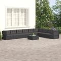 9 Piece Patio Lounge Set with Cushions Black Poly Rattan