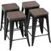 24 Inches Metal Bar Stools Set of 4 Counter Height Wood Seat Barstool Patio Stool Stackable Backless Stool Indoor Outdoor Metal Kitchen Stools Bar Chairs (Black)