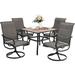 & William Patio Dining Set 5 Pieces Outdoor Furniture Set for 4 Patio Swivel Chairs Textilene with 1 Metal Umbrella Table 6 Person for Lawn Garden