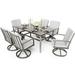 7 Piece Patio Swivel Dining Set Aluminum Outdoor Dining Set Aluminum Dining Table and Chairs Set Patio Dining Furniture with Aluminum Table Chairs and Washable Cushions (Gray)