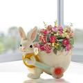 Flmaly 1pc Idyllic Decoration Flowerpot Easter Bunny Figurine Bonsai Pot Cactus Pots Bunny Flower Pot Succulent Plant Pots Nursery Plant Pots Creative Flowerpot Office Doll Cartoon Resin