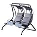 2 Person Porch Swing Patio Swing Chair with 2 Separate Seats Patio Swing with Adjustable Canopy for Garden Porch Backyard (Gray)