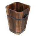 Wooden Bucket Planters Rustic Patio Planters Flower Pots Container Flower Beds for Plants Veggies Plants Indoor Decor 23X17CM