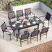 & William 9 Pieces Patio Dining Set for 8 Outdoor Dining Furniture with 1 X-large E-coating Square Metal Table and 8 Rattan Chairs with Cushions Outdoor Table & Chairs for Porch